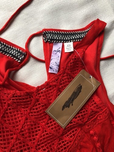 JAMEY CROCHET SHIFT DRESS Red Francescas Size Xs - Picture 8 of 9