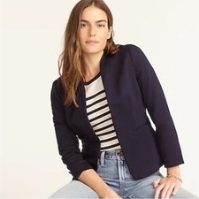 J. Crew Going-Out Long Sleeve Blazer in Stretch Twill in Navy Blue Sz 8P NEW