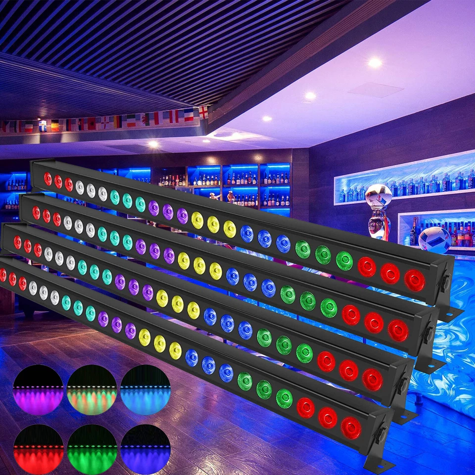 4x RGB 96W 24 LED Bühnenbeleuchtung Wall Washer Licht Bar DMX DJ Party Show Club - Bild 2 von 4