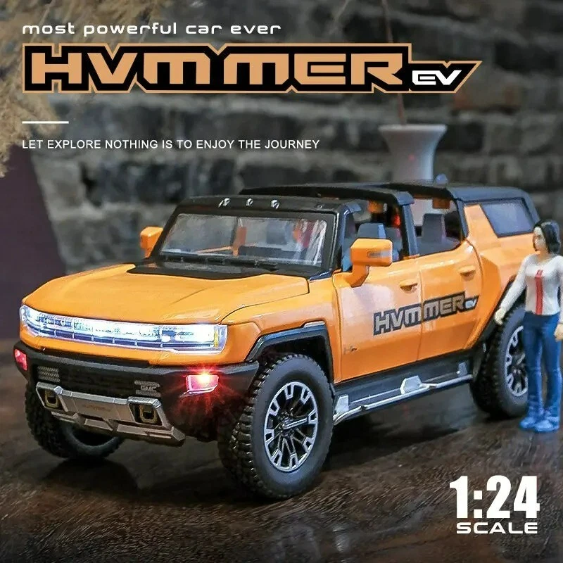 1:24 Hummer EV SUV Model Sport Car Diecast Vehicle Sounds Lights Kids Gift Toys - Image 2 of 4