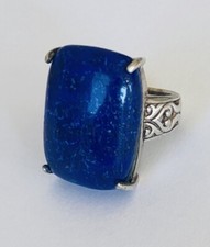 VINTAGE SOUTHWESTERN STERLING SILVER LAPIS LAZULI SCROLL RING SIZE 5
