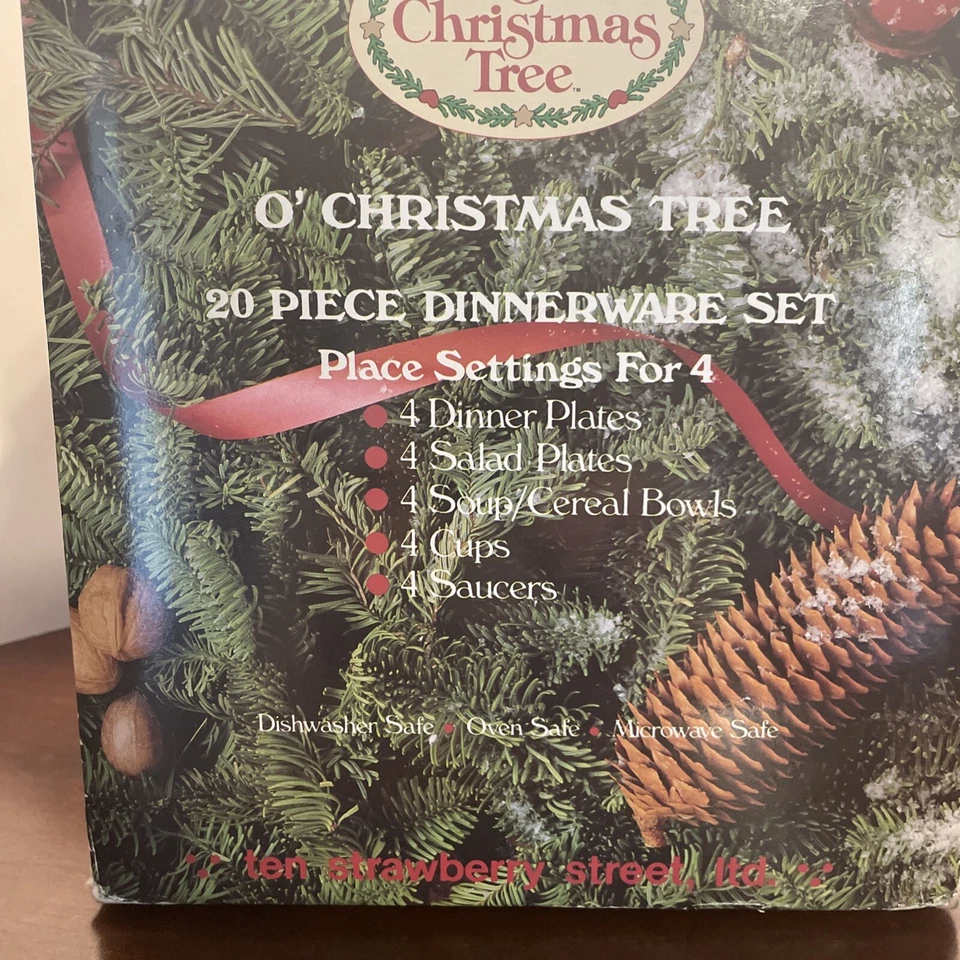 Servicio de vajilla vintage Ten Strawberry Street O' Christmas Tree para 4 ~ 20 piezas Foto 4 de 4