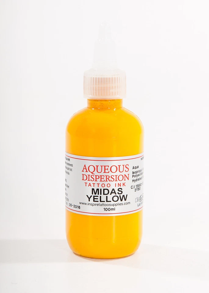INSPIRE TATTOO SUPPLIES LTD Tattoo Ink - Midas Yellow Tattoo Ink 75ml Professional Quality Inspire Uk
