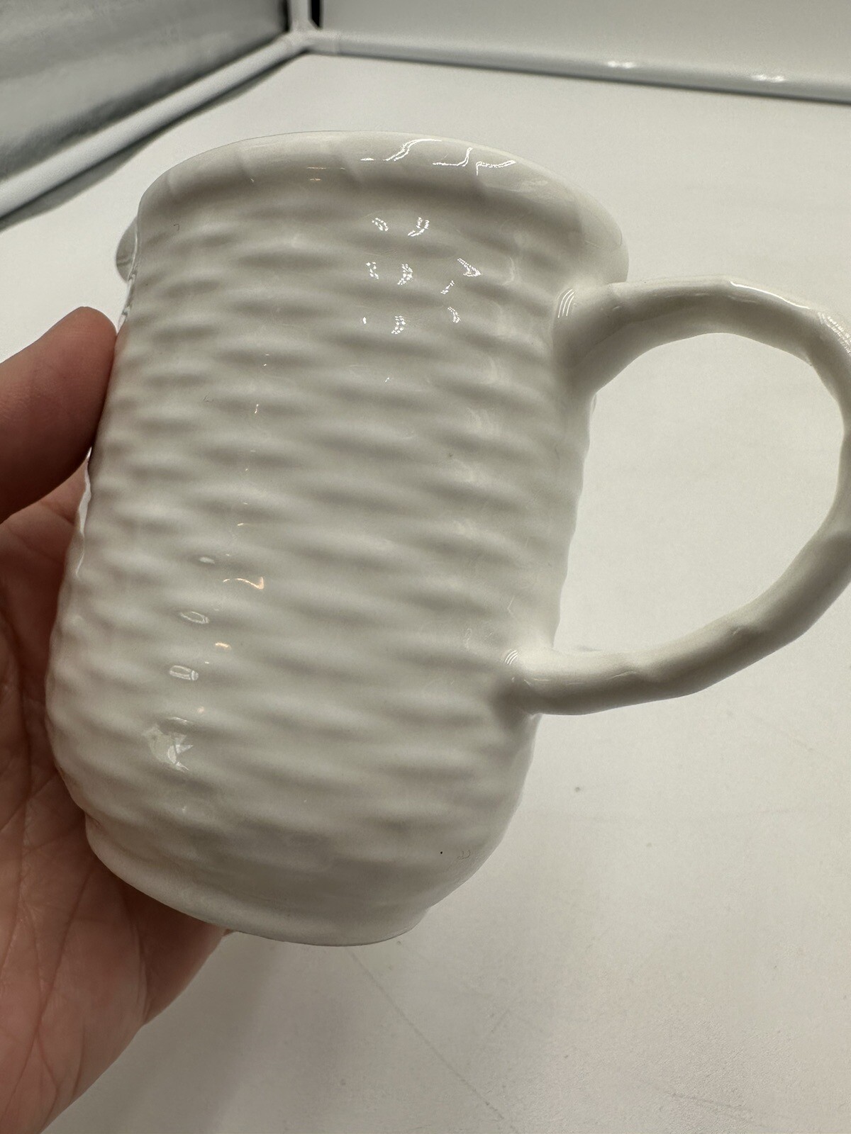 Beautiful Wedgwood Nantucket Creamer White Bone China Basket Weave eBay