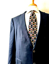 Ermenegildo Zegna Micronsphere Suit Jacket Coat Men's 48R Dark Navy Wool 2-Butto