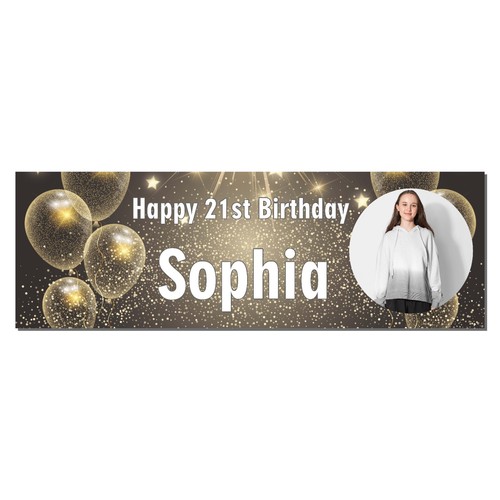 Personalised Balloon Style Birthday Banner with any name, age and photo - Picture 7 of 7