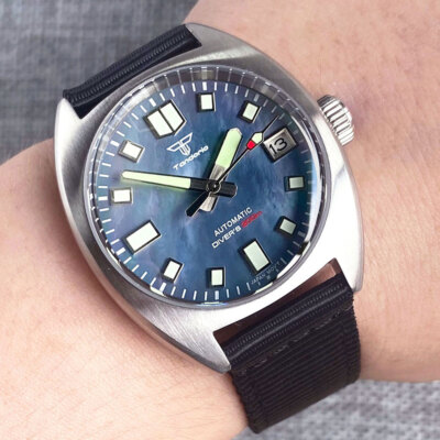 20ATM Diving Mother of Pearl Shell Dial Tandorio 36mm Japan NH35A Auto Men Watch