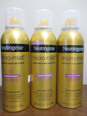 Lot of 3 Neutrogena MicroMist Airbrush Sunless Tan  Medium Intensity 5.3 Oz