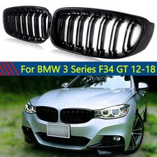 Sport Kühlergrill Doppelsteg Passend für BMW 3er GT F34 2012- 2018 SCHWARZ GLANZ