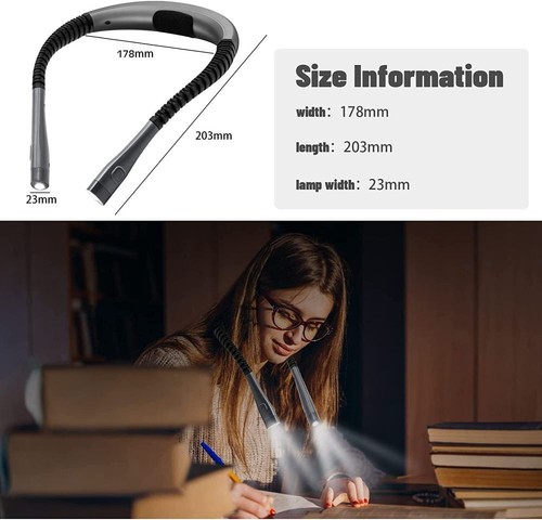 LED Buchlampe Halslampe Leselampe Umhängelampe Handarbeitslampe Tragbar Dimmbar - Bild 5 von 18