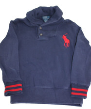 Polo Ralph Lauren Sweater Boys Navy Blue Big Pony Pullover Youth Size 7