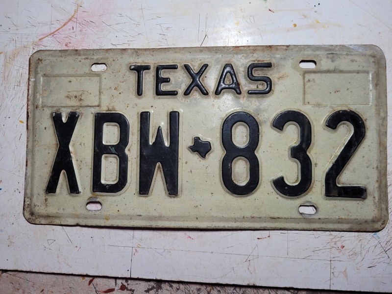 1975-86 Texas license plate number XBW 832