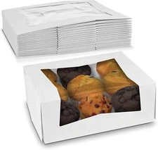 MT Products White Cupcake Box - 9" x 7" x 3.5" Bakery Boxes - Pack of 15