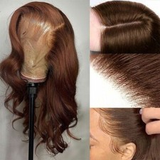 Lace Wigs Brazilian Body Wave Human Hair Wigs Pre Plucked Dark Brown 22"