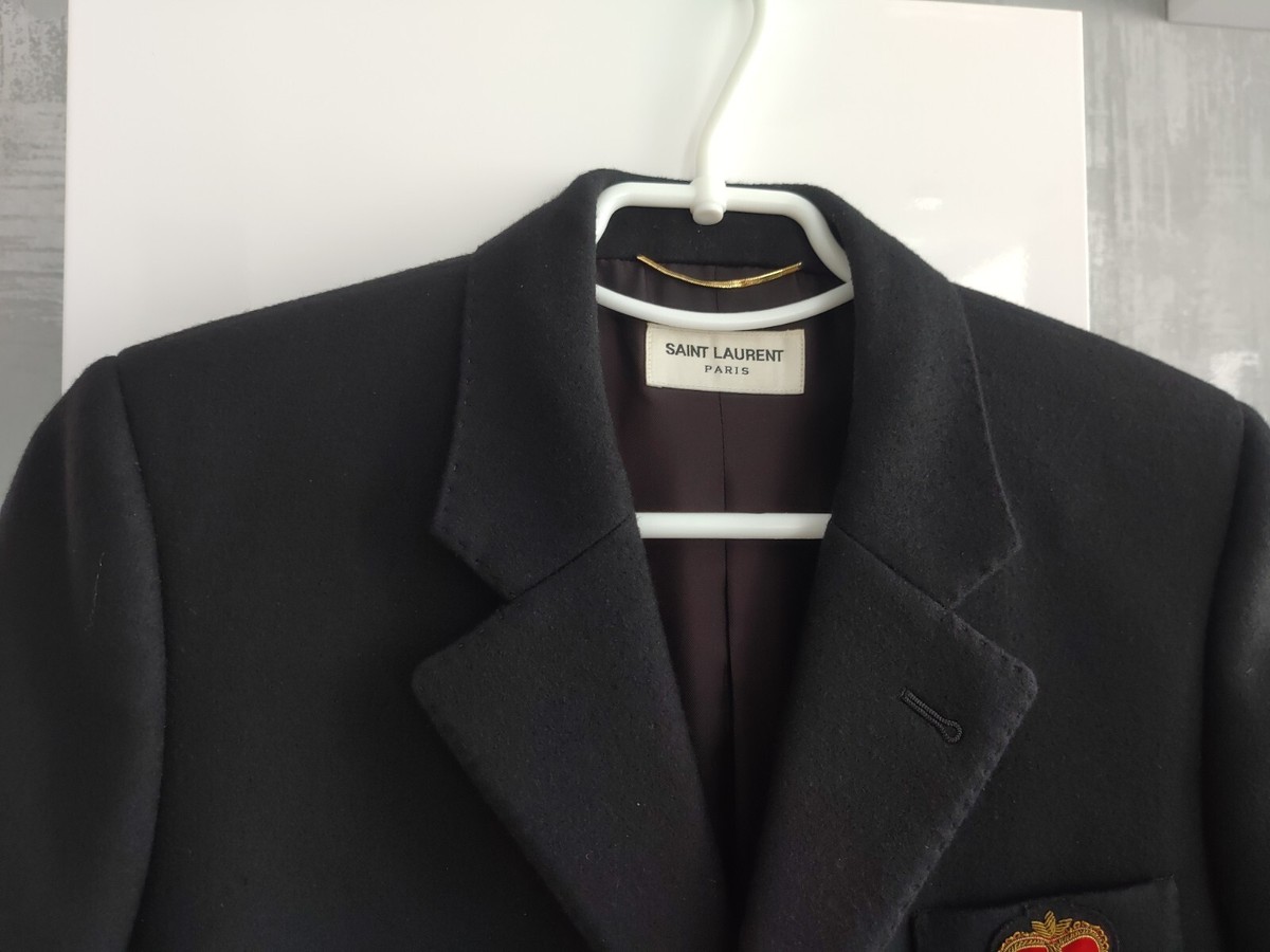 Yves Saint Laurent YSL Lion Crest Black Wool Blazer Suit