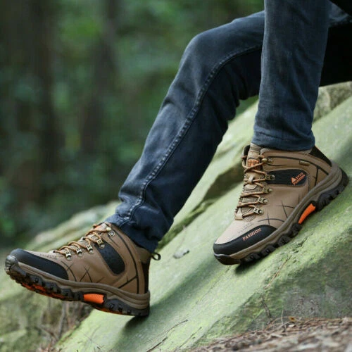 Herren Wasserdichte Knöchelstiefel Outdoor Leder Stiefel Wanderschuhe Stiefel - Bild 19 von 28