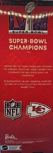Kansas City Chiefs Superbowl Barbie 58 LVIII, Mint In Shipping Box - Picture 3 of 4