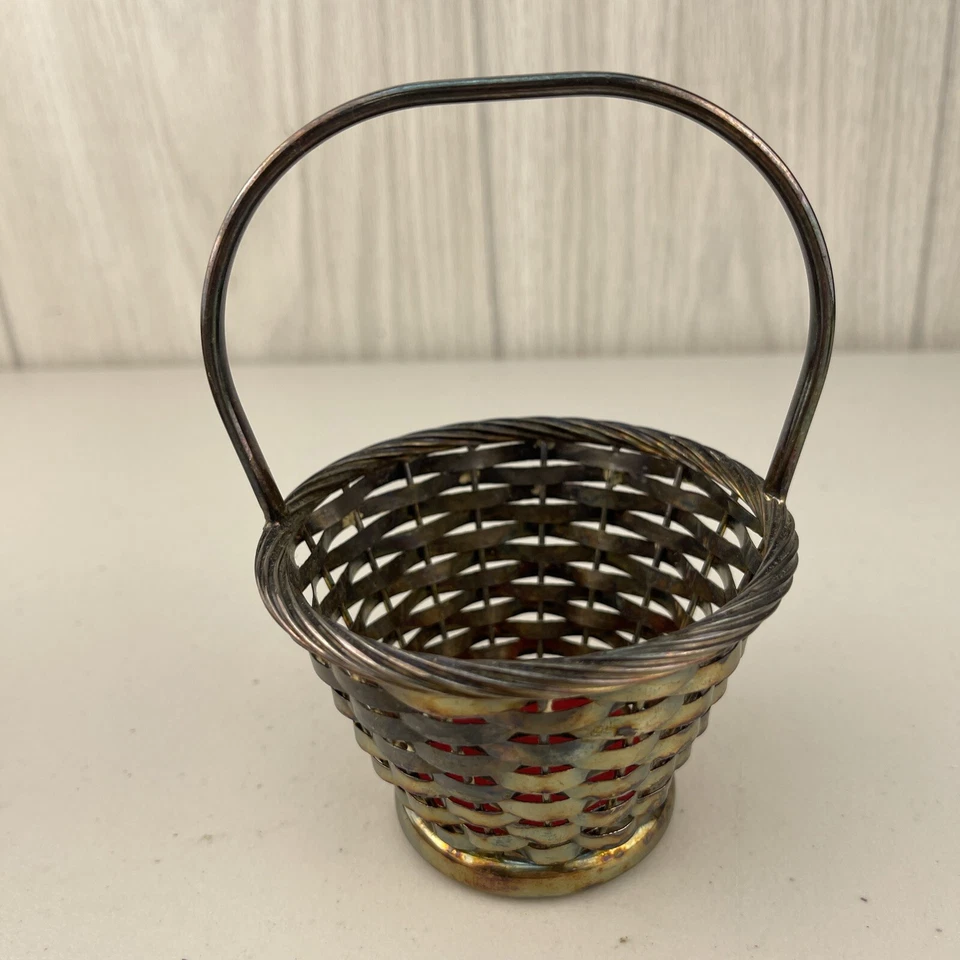 Plato de plata Newport cesta de Pascua decoración de primavera plato de baratija 5" hermosa pátina Foto 3 de 4