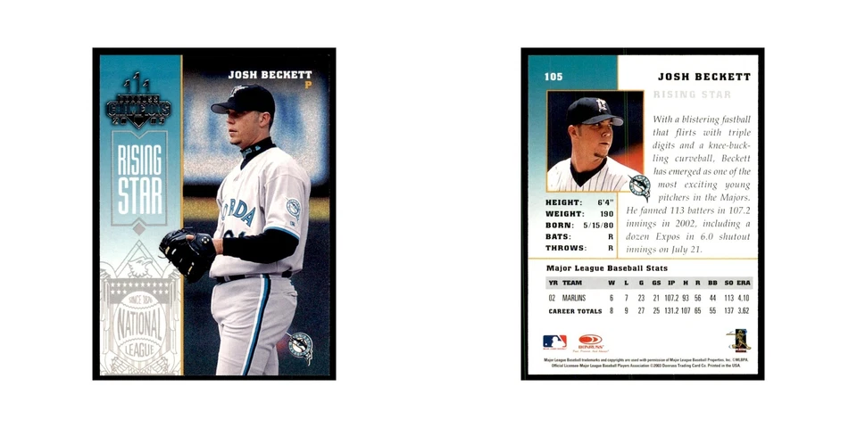 2003 Donruss Champions Josh Beckett Baseball Cards #105 - Image 3 of 3