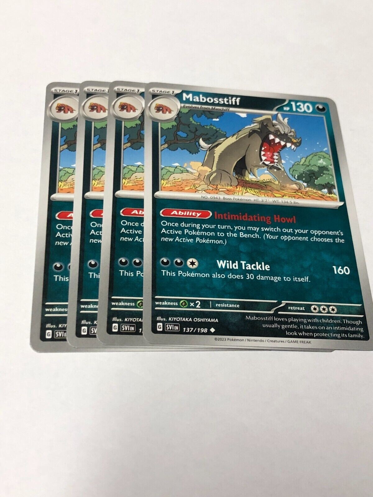 Pokemon Card Scarlet & Violet 4x Playset Mabosstiff 137/198 NM