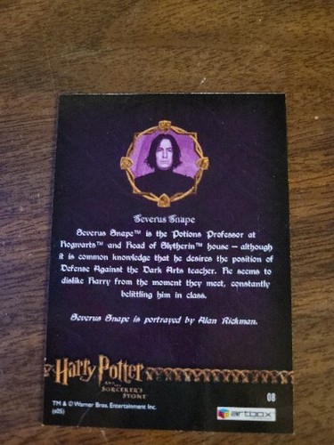 Harry Potter - Sorcerer's Stone - Tarjeta #008 - Severus Snape / Alan Rickman 2005 - Imagen 2 de 2