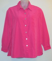 Travelsmith Top Sz L New/nwt Fuschia Pink Sanded Poly Twill Shirt Travelsmith Top Sz L New/nwt Fuschia Pink Sanded Poly Twill Shirt