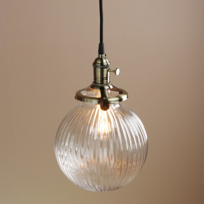 ON SALE!!!VINTAGE INDUSTRIAL PENDANT STRIPE GLASS