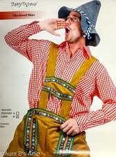 German Lederhosen Costume Shirt Red/Wht Checkered LS Button Front Shirt Xl/XXL