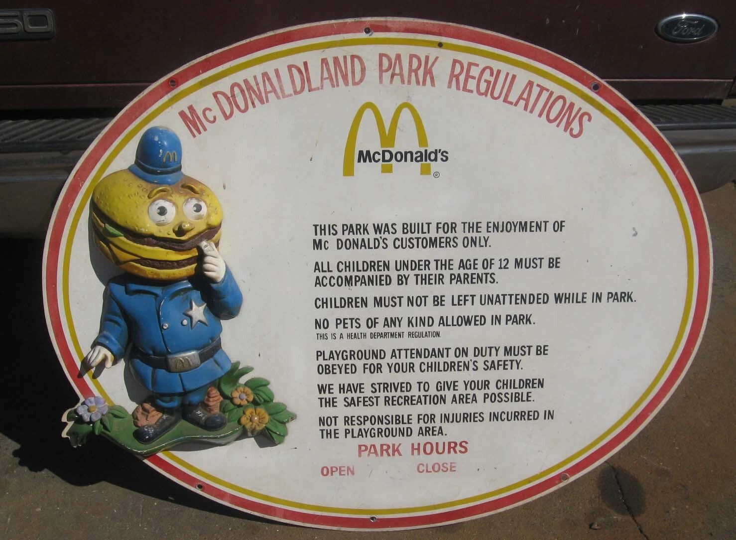 McDonald's Play Place Rules sign -5 Awesome Things on eBay this week