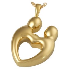 Heart Double Ash Holder Cremation Urn Keepsake Pendant Necklace Gold Plated
