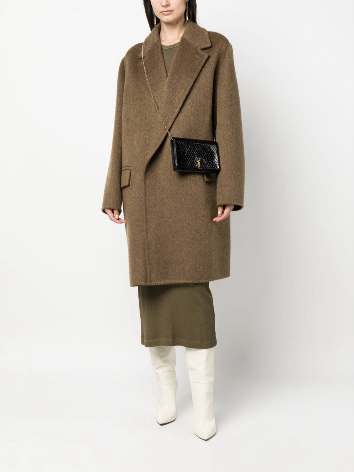 Saint Laurent Portafoglio in pelle goffrata Croc su una catena nuovo con scatola e sacchetto antipolvere