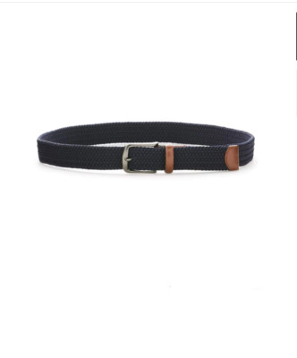NWT Original Penguin Men's BRAIDED STRETCH BELT Navy Genuine Leather Size 30-32