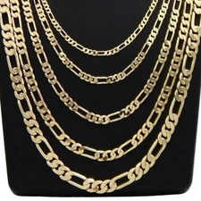 High-End Premium 14K Stamped Gold plated 4~10mm Brass Figaro Chain Necklace