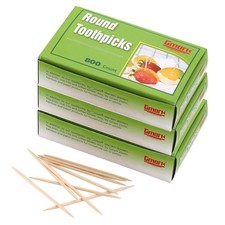 GM1021 Round Hotel Toothpicks, 2.5 Inch Natural Wooden, 3 Boxes Pack, 2400 Co...