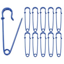 20pcs Safety Pins 70mm Baked Paint Large Safety Pin for Clothes Blue