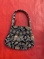 Borsa Vera Bradley nera marrone stile Hannah caffè latte paisley piccola vintage
