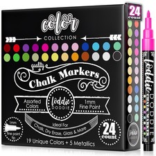 Liquid Chalk Markers - 24-Pack, 1mm Tip, Multicolor - For First Day of School
