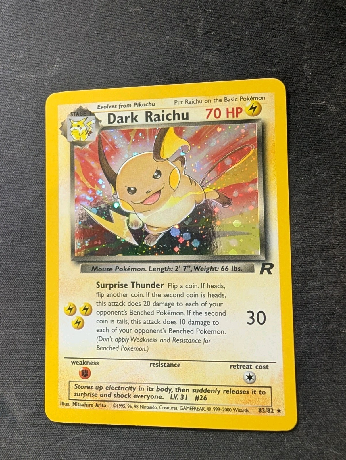 dark raichu pokemon card value 83/82 First Edition CGC 9 Lightning Surprise Thunder (30) Flip a coin Dark Raichu was the first