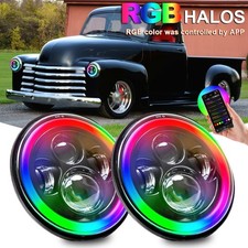 Pair 7 Inch Round Rgb Led Headlights Hilo Beam Drl For Chevy Truck Camaro C10