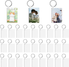 90Pcs Sublimation Keychain Blanks,Blank Keychains MDF Double Sides Rectangle rou