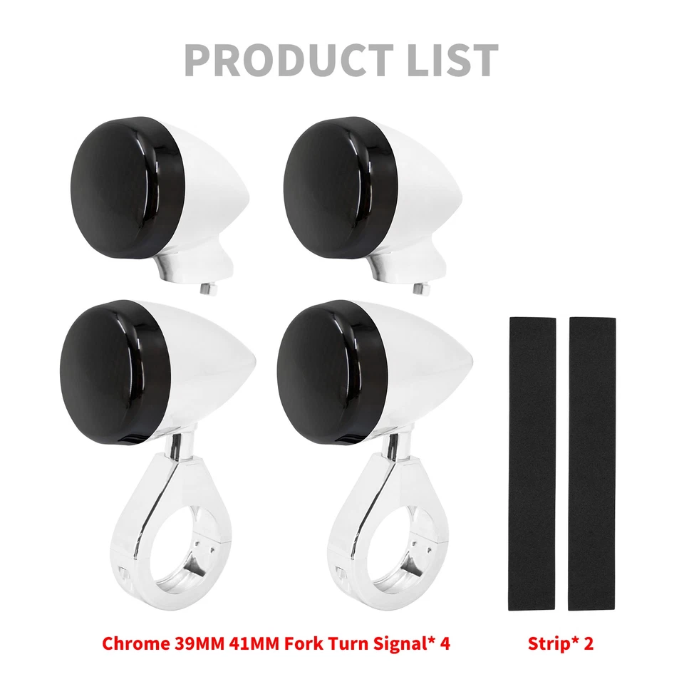 4x 39mm 41mm White Fork Clamp Front Rear LED Lamp w/Black Lens Turn Signal Light - Image 2 of 4