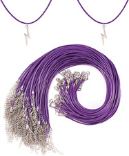 100Pcs 18  Waxed Necklace Cord with Lobster Clasp Bulk 2Mm Purple Necklace Makin