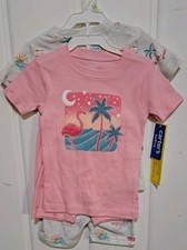 NWT 2 Pair Girl's 4T Carter  s Tropical Flamingo Print Short Sleeve Pajama Sets