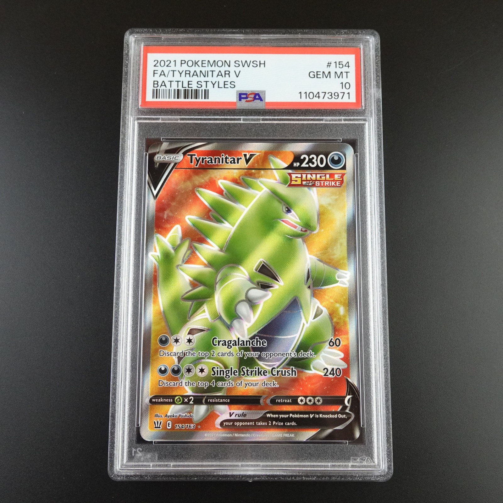 PSA 10 Tyranitar V 154/163 Battle Styles Full Art Pokemon Card