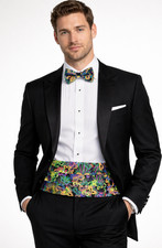 Mardi Gras Masks Cummerbund and Bowtie