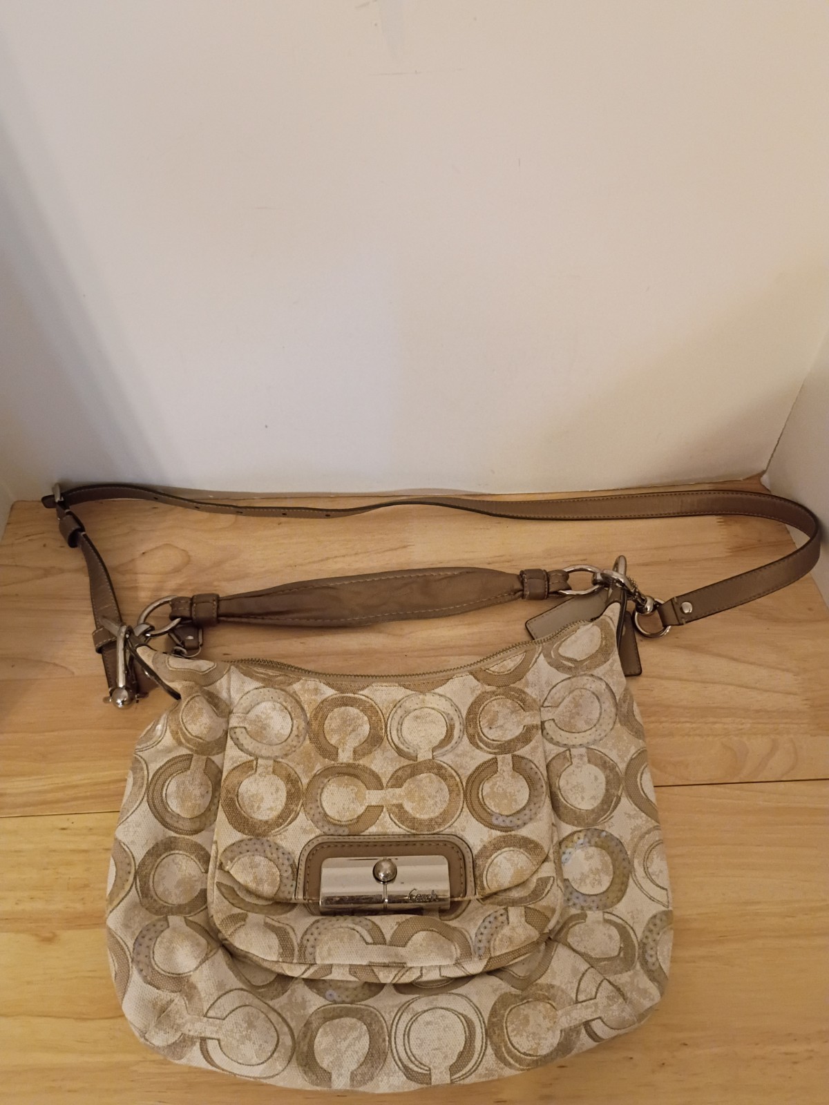 Coach Kristen OP Art Signature Sequin Satchel Bag Pur… - Gem
