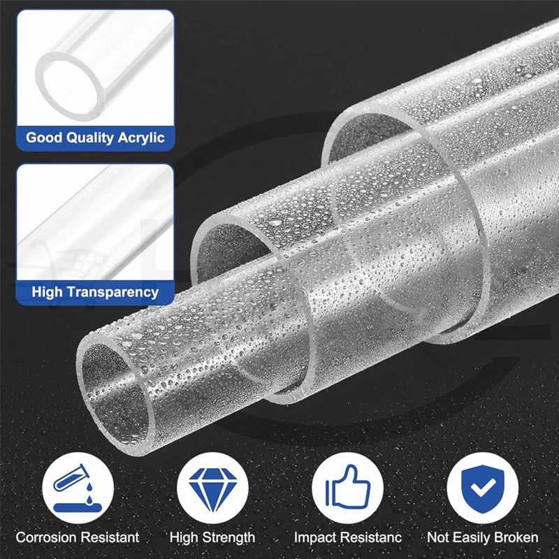 Clear Plastic Acrylics Round Tube 500mm Lengths Perspex Ø 5mm - 300mm Diameter - Image 3 of 4