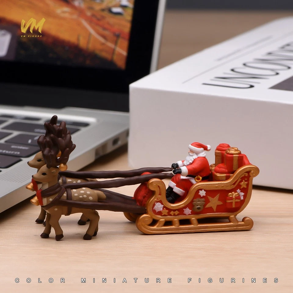 1/64 Diorama Santa Clause &Sleigh Scene Miniature Figure Model Doll For Car Toy - Image 3 of 4