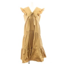 【Dresses】OBLI Women's Midi Dress Long Sleeveless Ruffled Ribbon Gathered