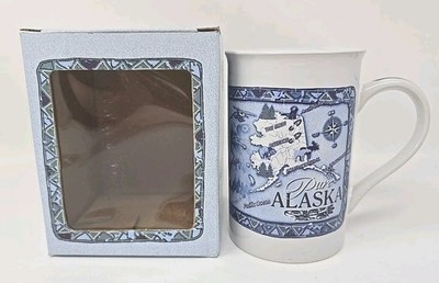 Pure Alaska Souvenir Mug Cup Compass Map Snow Ice Cold Blue U307